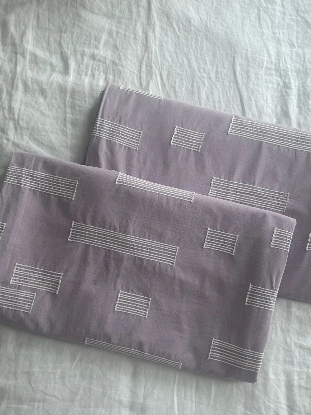 WEST ELM KIDS Set of 2 Clipped Blocks Blackout Curtains in Lavender 48”x 84”